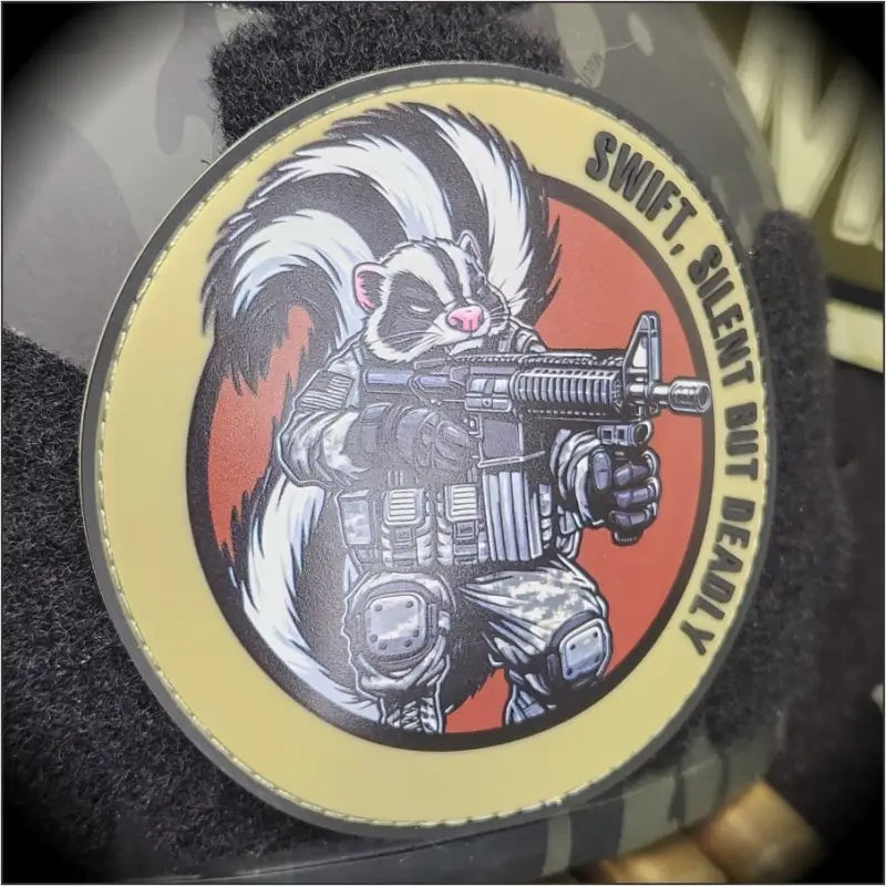 Tactical Skunk PVC Sublimated Patch from the Street Cat Collection with rifle design