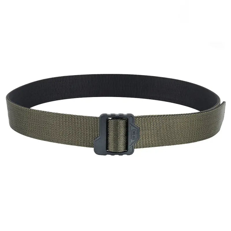 Olive green M-Tac Double Duty Tactical Belt with black plastic buckle for versatility