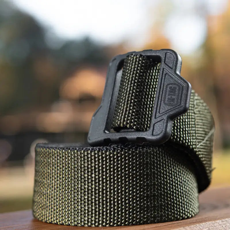 Olive green M-Tac Double Sided Lite Tactical Belt with plastic buckle for outdoor use