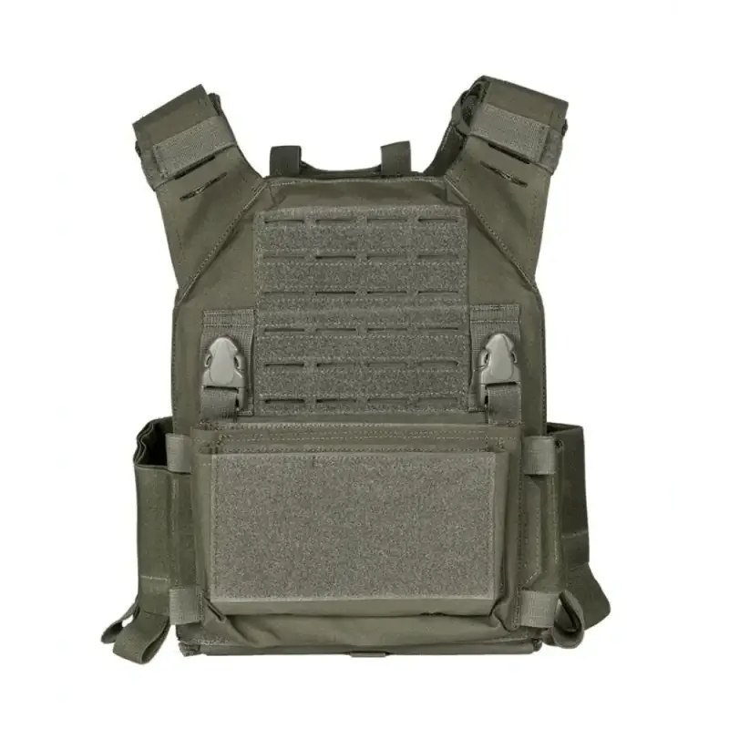 Olive green QRF Low Visibility Minimalist Plate Carrier with molle velcro patch features