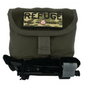 Military-style tactical pouch in Ranger Green with REFUGE patch for IFAK gear