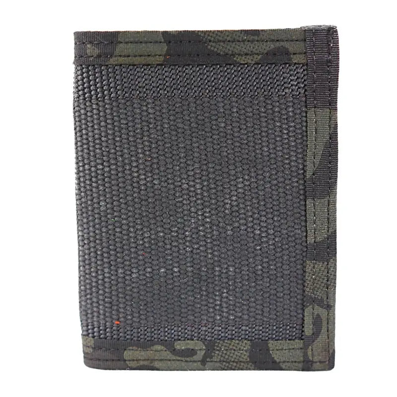 Military-style wallet in Coyote Combat Leather with camouflage trim and black nylon