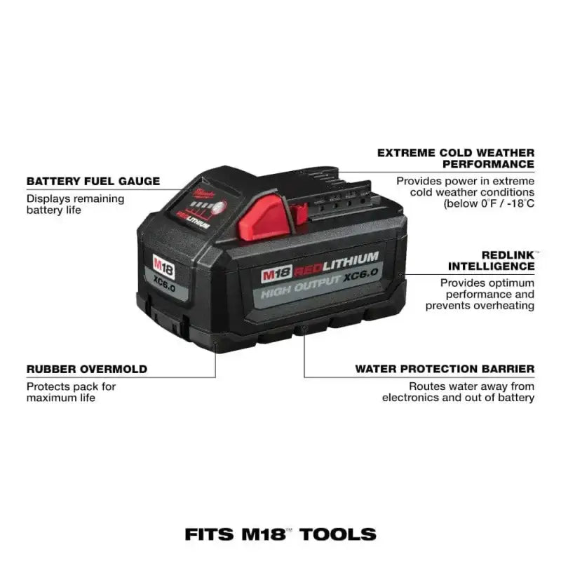 Milwaukee M18 RedLithium High Output XC6 Battery Pack features and specifications