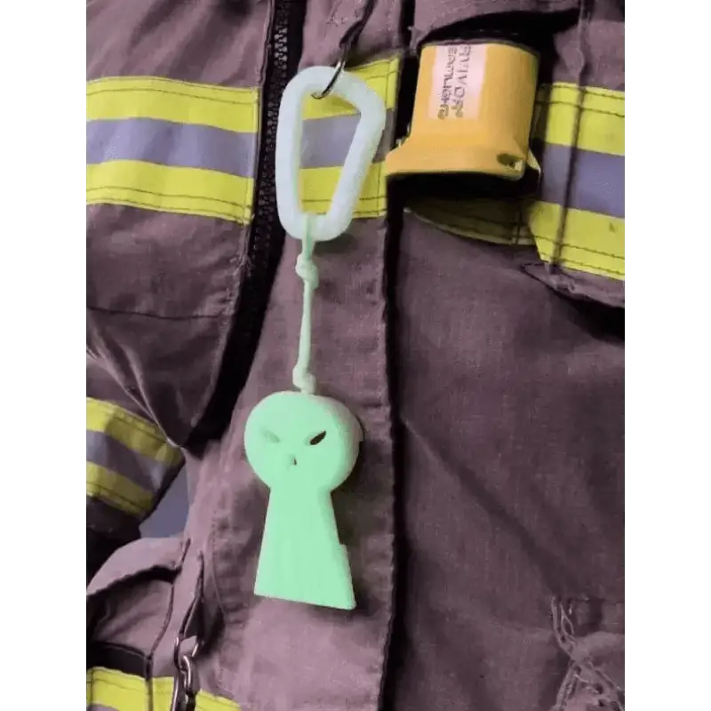 Mint green foam alien head keychain for Williams Wedge, ideal for first responders