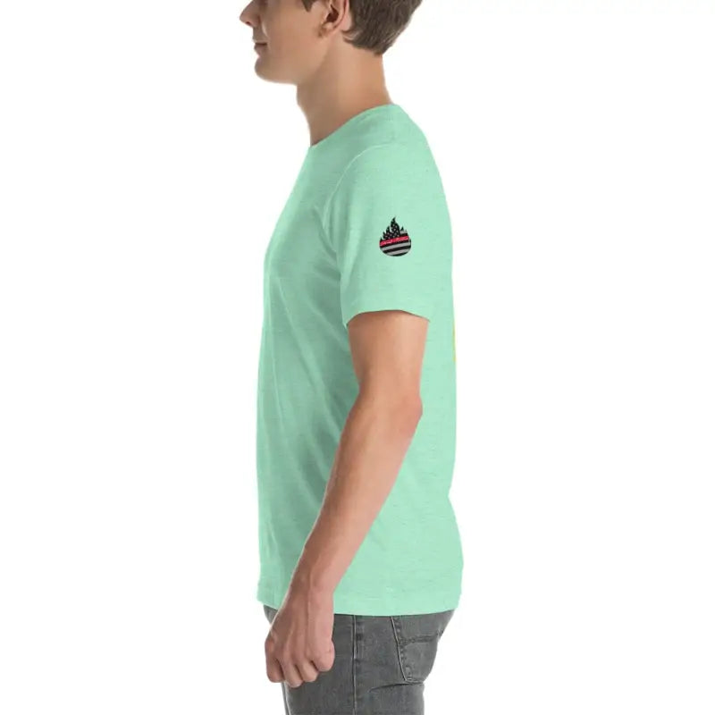 Mint green Engine 19 Short-Sleeve T-Shirt with dark logo on sleeve for stylish comfort