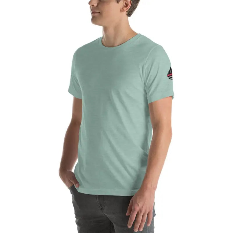 Mint green Engine 19 Short-Sleeve T-Shirt with flag patch, perfect for summer style