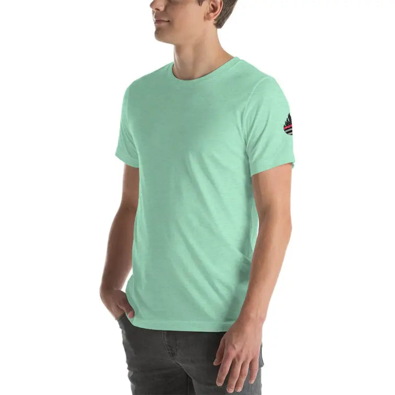 Mint green Engine 19 Short-Sleeve Unisex T-Shirt with logo patch on sleeve