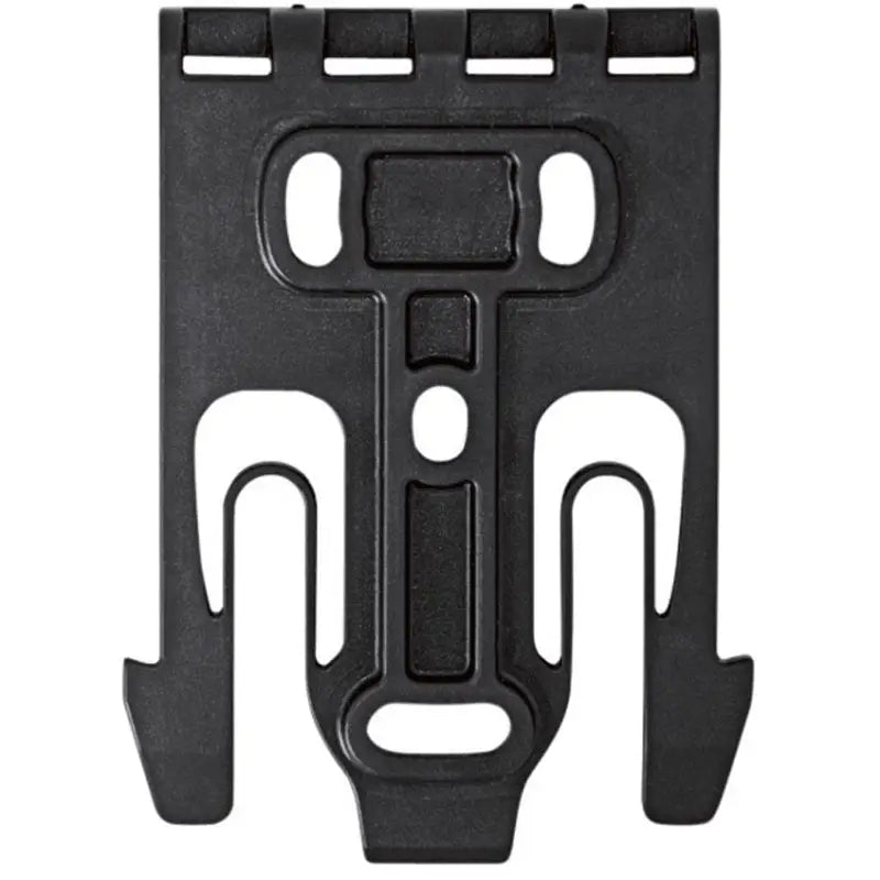 Black plastic holster mounting plate with attachment slots for MODEL 6004-19 Quick Locking Holster