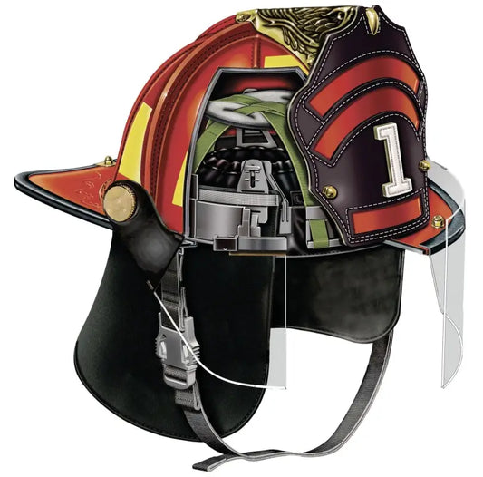 Modern American Heritage Leather Helmet with ESS FirePro Goggles and Face Shield