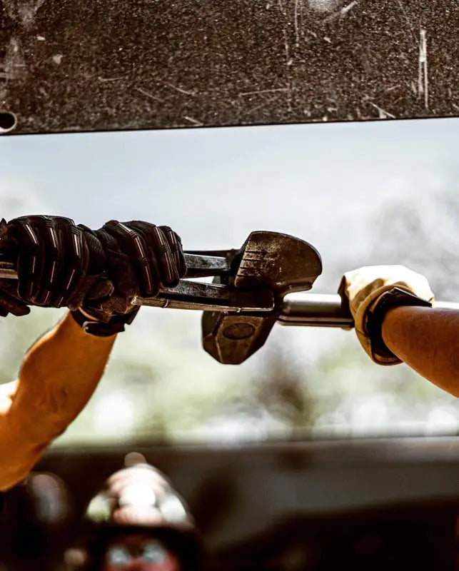 Motorcycle handlebar with black grips and controls for TSR FIRE MAUL for first responders