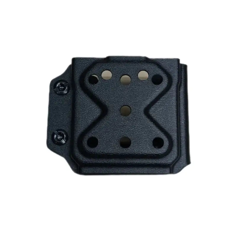 Black plastic mounting plate with screw holes for Motorola V300 Body Cam attachment