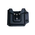 Black plastic holster mount with screws for Motorola V300 Body Cam, compatible with 2’’ MOLLE