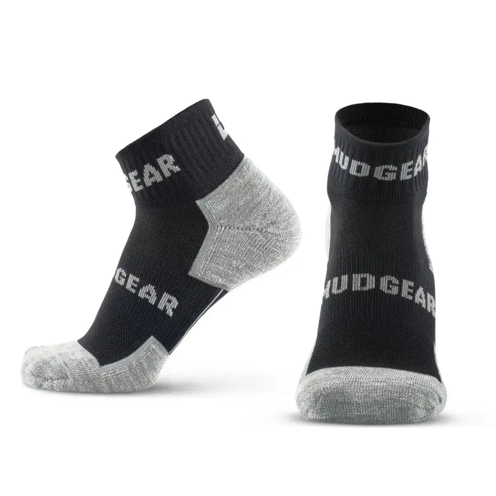 MudGear Quarter (¼) Crew Merino Wool Socks - Black/Gray (1 Pair) - Chief Miller Apparel