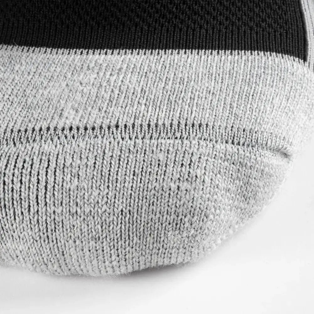 Gray knitted MudGear Ruck Sock with black trim for die-hard ruckers and natural odor control