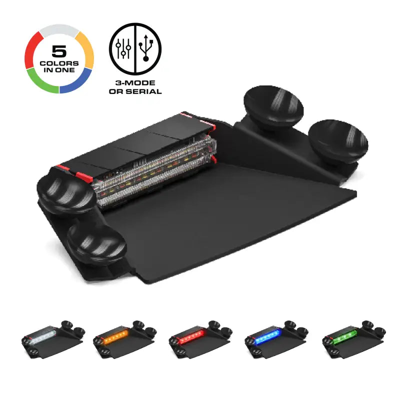 Multi-color LED emergency light bar with suction cup mount for Feniex Q Series with serial tech
