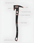 Badaxx Firefighting Axe with labeled components in matte black for versatile fire rescue