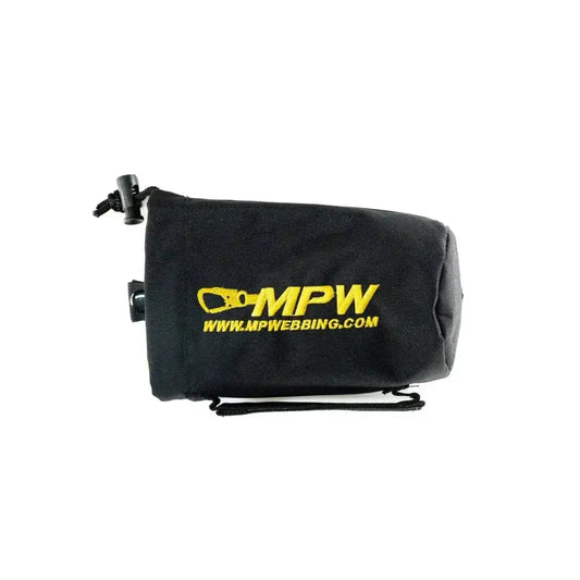 Black fabric bag featuring yellow MPW logo for Multi Purpose Webbing Firefighter Rescue Tool