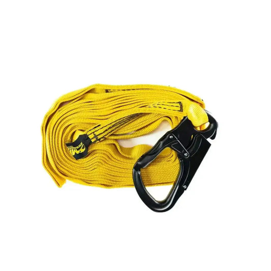 Yellow nylon safety lanyard with black carabiner, part of Multi Purpose Webbing Kit