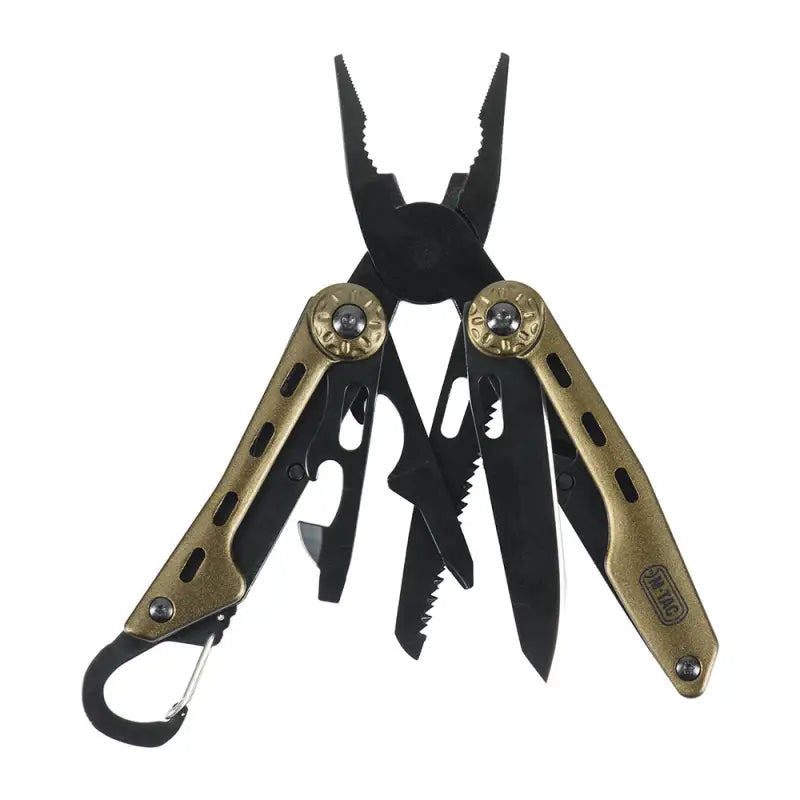 M-Tac Multitool Type 5 Olive with black and gold pliers and tool attachments