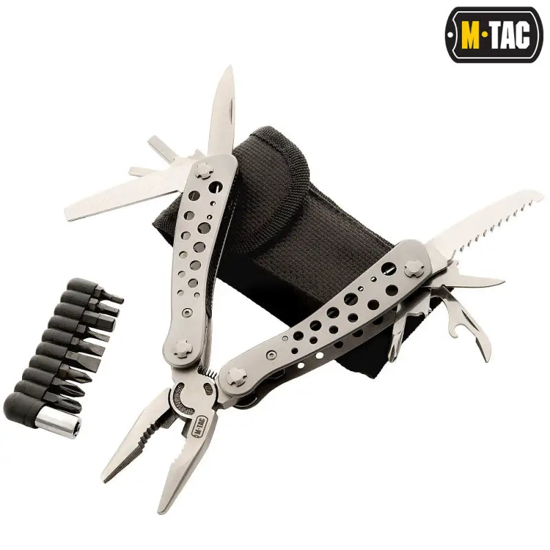 M-Tac Multitool Type 1 with pliers, knife blades, screwdriver bits, and nylon sheath