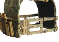 Multicam camouflage body armor with MOLLE webbing and magazine pouches, large size, Redemption Tactical