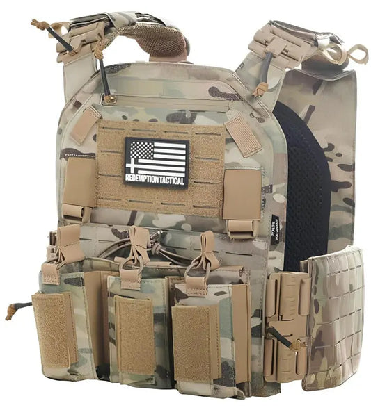 Redemption Tactical CRUSADER 2.0 plate carrier vest with magazine pouches and flag patch