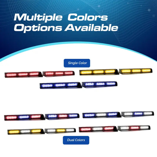Multiple colored emergency vehicle lights on UBL U-Lite Visor Bar Mini for enhanced safety