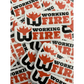 Multiple overlapping stickers with Working Fire logo for first responders in red and black