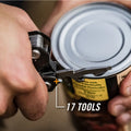 Gerber Gear 31-003882 Truss multitool opening a can, ideal for first responders and firefighters