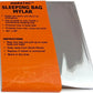 Mylar emergency sleeping bag with orange packaging for body heat and warmth