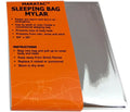 Mylar emergency sleeping bag with orange packaging for body heat and warmth