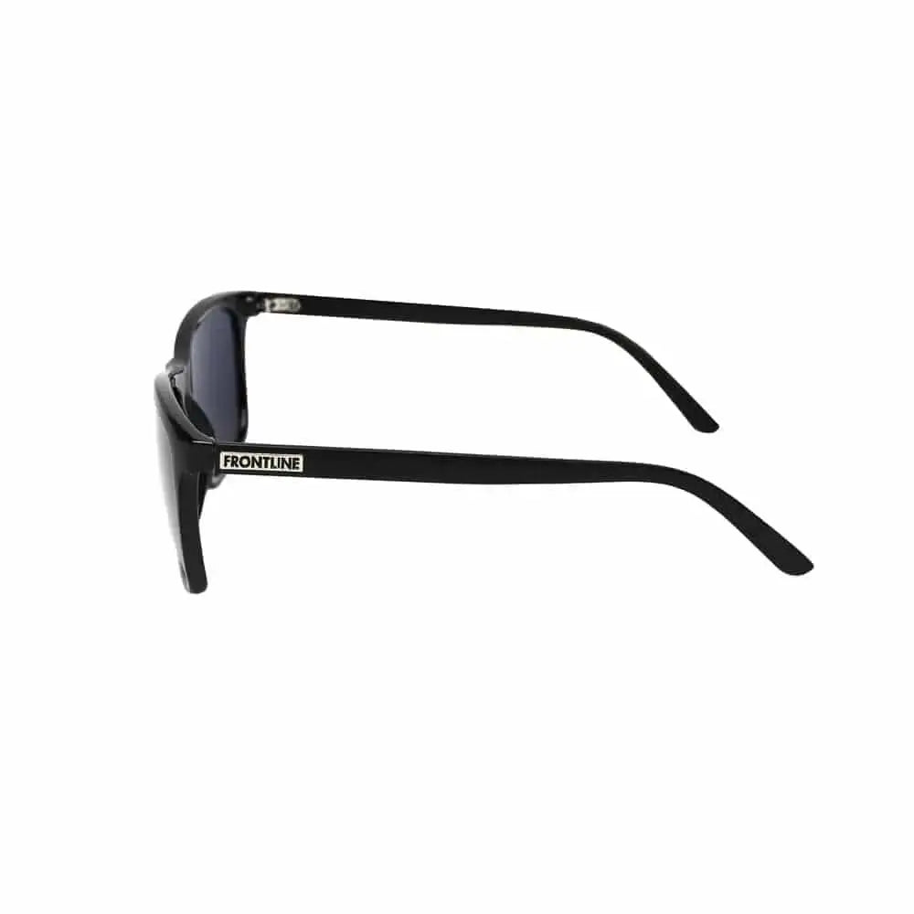 Black-framed NADO sunglasses with side branding and stylish lens design