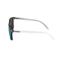 Stylish NADO Ice Ghost sunglasses with translucent gray frame and blue-tinted lenses