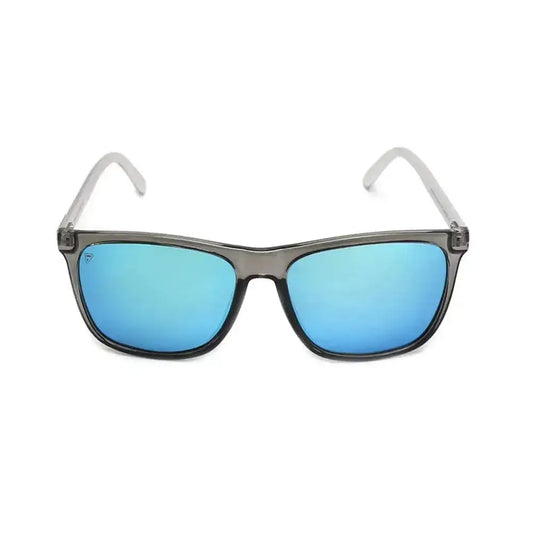 Gray-framed sunglasses with blue mirrored lenses from NADO Ice Ghost collection