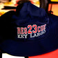 Navy blue game boonie bucket hat with RES23CUE KEY LARGO and station number embroidery