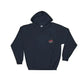 Navy blue hoodie with American flag emblem for first responders and sports enthusiasts