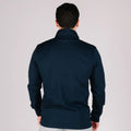 Navy blue long-sleeved collared shirt featuring a durable quarter zip for versatile style