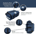 Navy blue medical bag with compartments for first responders, firefighter, police EMT trauma kit