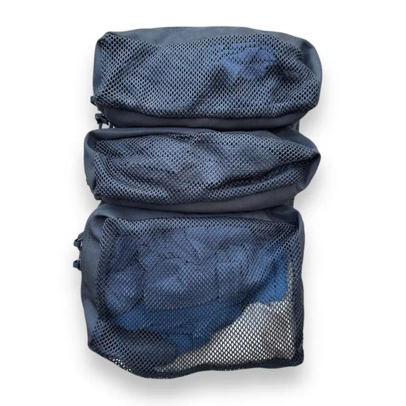 Navy blue mesh packing cube with three compartments in 24hr Ranger Green Backpack