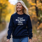 Navy blue Proud Blue Collar Mom sweatshirt with classic unisex fit for comfortable wear