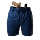 Navy blue Carrier Shorts Mk.II for concealed carry with holstered handgun, Arrowhead Tactical Apparel