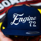 Navy blue custom-YP classic snapback cap with Engine 72 embroidered in white script