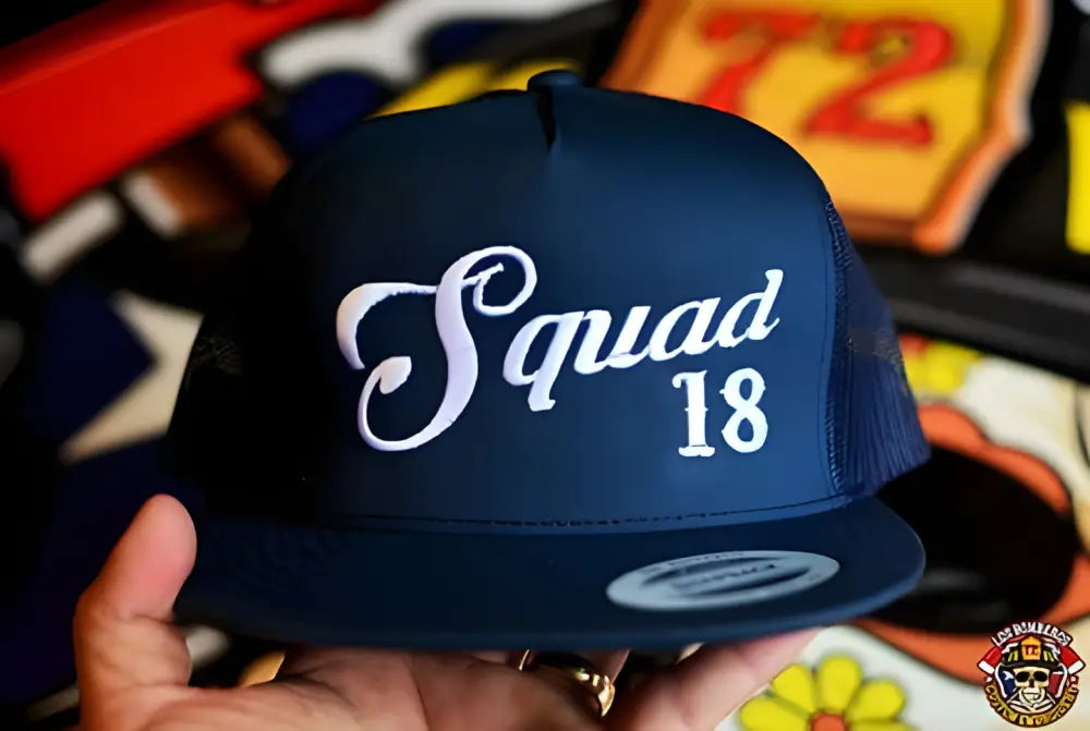 Navy blue custom-YP classic snapback hat with exquisite embroidery of Squad 18