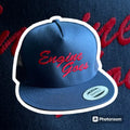 Navy blue Yupoong snapback trucker hat for first responders with red Engine Goes text
