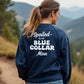 Navy Blue Spoiled Crew Sweatshirt in navy blue with white lettering, classic unisex fit