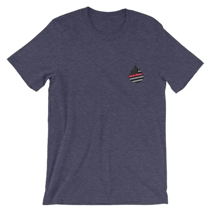 Navy blue Born To Be Wild t-shirt with American flag design on chest pocket area