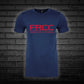 Navy blue t-shirt with red FRCC text, ideal men’s women’s shirt blue red style