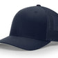 Navy blue trucker hat with leather patch honoring first responders and firefighters for Dumpster Fire