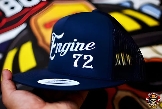 Navy blue Custom-YP Classic retro trucker cap with exquisite embroidery of Engine 72