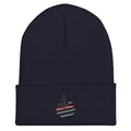 Navy blue Cuffed Beanie - Chief Miller with embroidered flame and American flag design
